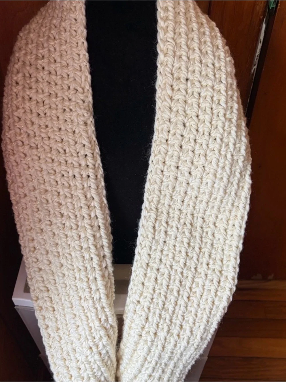 Handmade Cream Chunky Knit Infinity Scarf